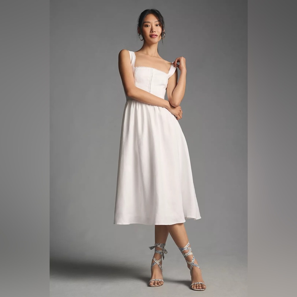 NEW Reformation Tagliatelle Linen Dress White Size 6